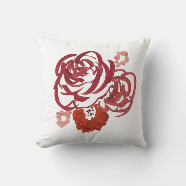Red Flower Bouquet Painting Cushion (Front)