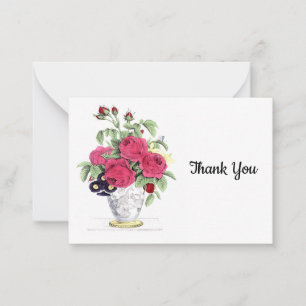 Red Flower Bouquet Thank You Card