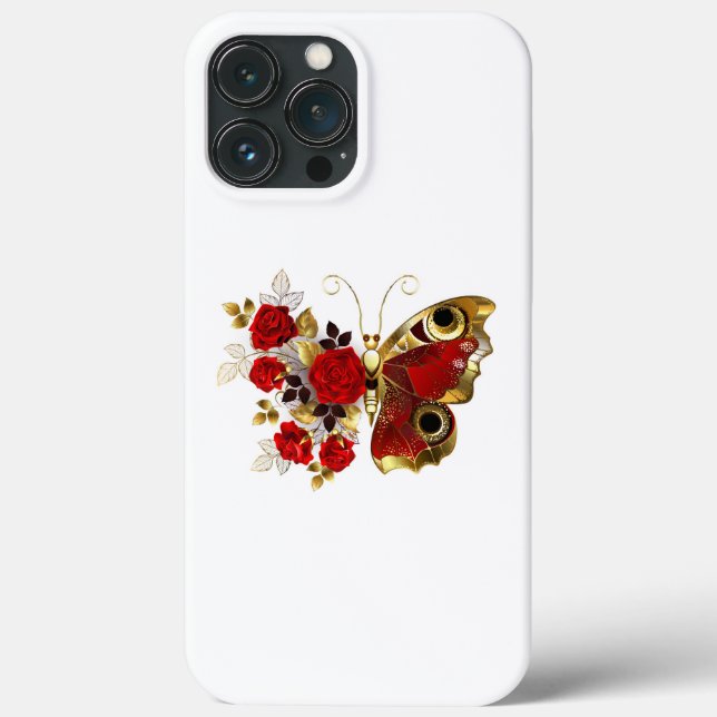Red flower butterfly with red roses Case-Mate iPhone case (Back)