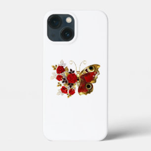 Red flower butterfly with red roses iPhone 13 mini case