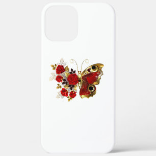 Red flower butterfly with red roses iPhone 12 pro max case