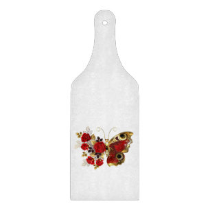 Red flower butterfly with red roses cutting board
