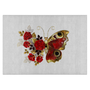 Red flower butterfly with red roses cutting board