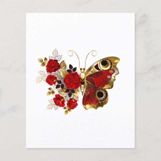 Red flower butterfly with red roses flyer (Front)