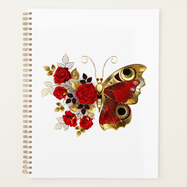 Red flower butterfly with red roses planner (Front)