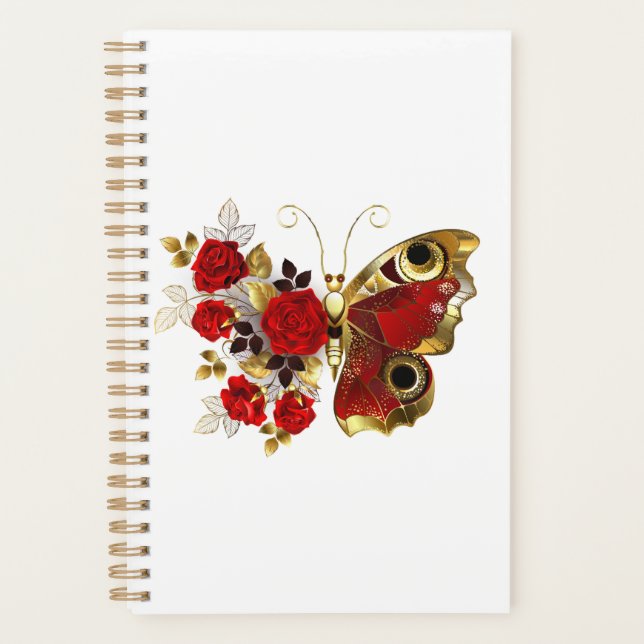 Red flower butterfly with red roses planner (Front)