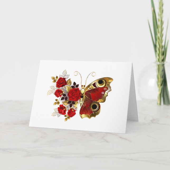 Red flower butterfly with red roses programme (Front)