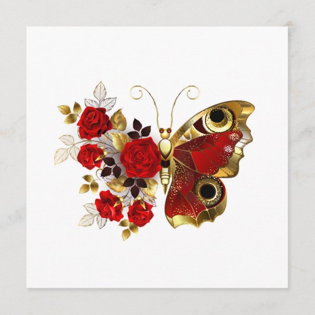 Red flower butterfly with red roses programme (Front)
