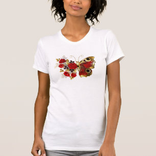 Red flower butterfly with red roses T-Shirt