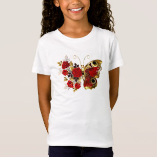 Red flower butterfly with red roses T-Shirt