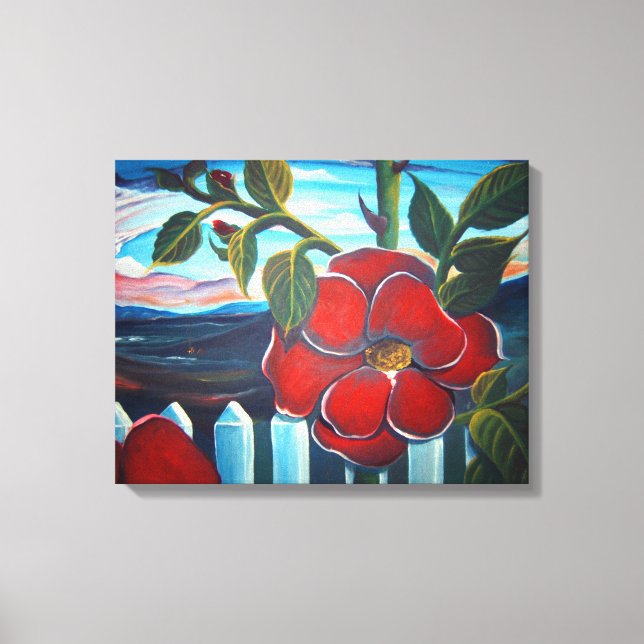 Red Flower Camping Canvas Print (Front)