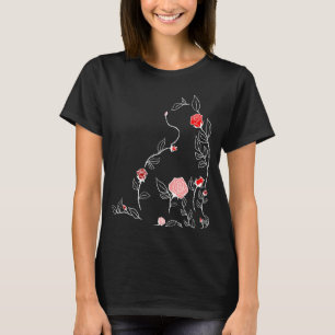 Red Flower Cat Red Graphic T-Shirt