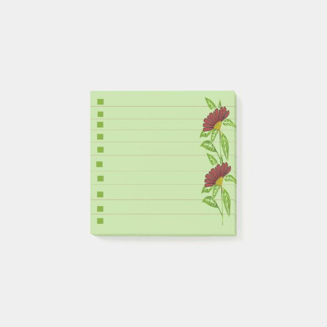 Red flower checklist post-it notes (Front)