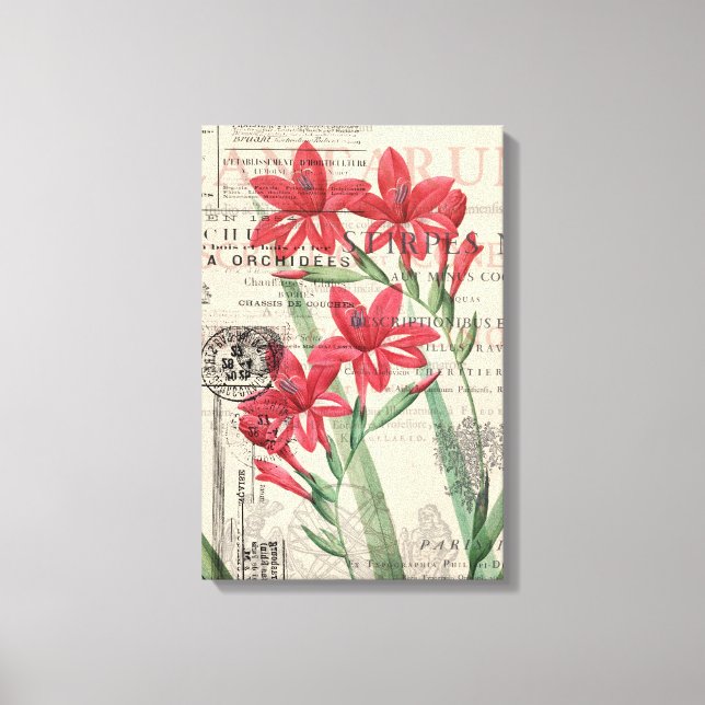Red Flower Collage Canvas Print (Front)