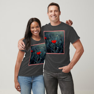 Red Flower Dark Night Solitude Art T-Shirt