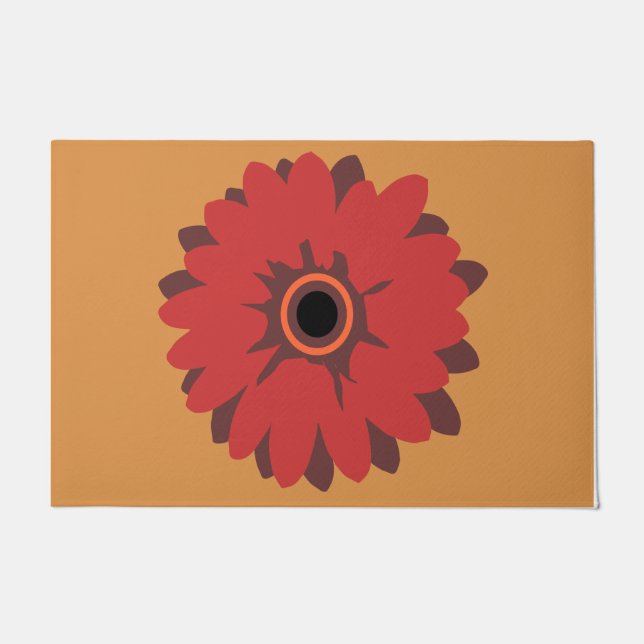 Red Flower Doormat, Housewarminig Gift, Floral  Doormat (Front)