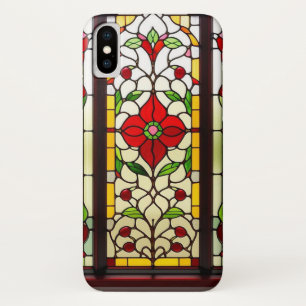 Red Flower Elegant Stained Glass Art iPhone X Case