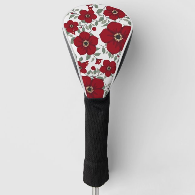 Red Flower Fashion Golf Head Cover (Front)