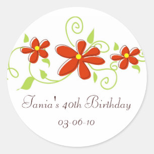 Red Flower Favour Tags