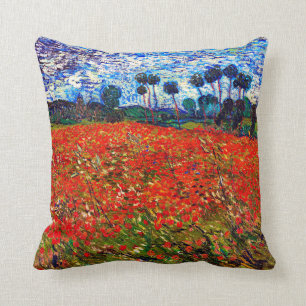 Red Flower Field, Van Gogh Cushion