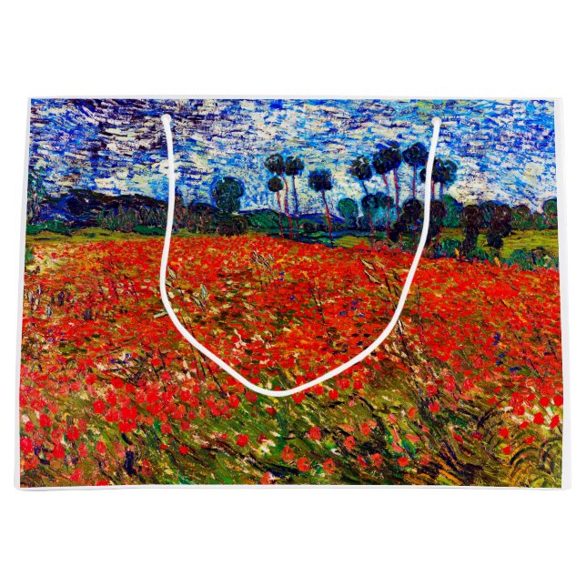 Red Flower Field, Van Gogh Large Gift Bag (Front)
