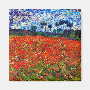 Red Flower Field, Van Gogh Magnet