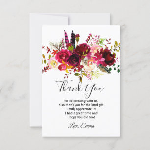 red flower, floral thank you card