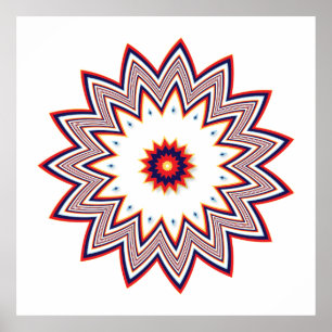 Red flower fractal poster