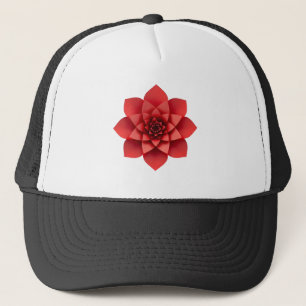 Red Flower Geometric Cap