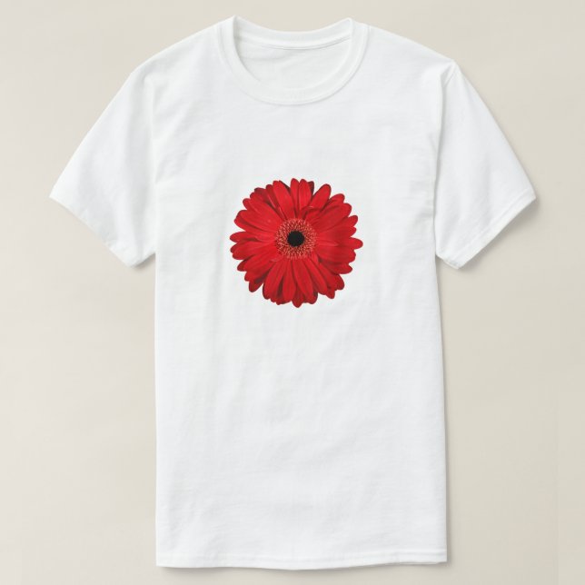 Red Flower Gerbera Photo Design T-Shirt (Design Front)