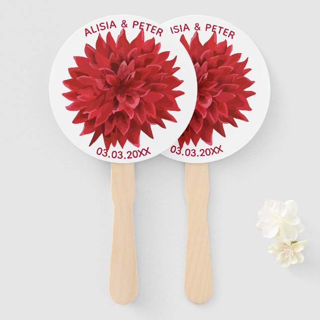 Red Flower Hand Fan (Front and Back)