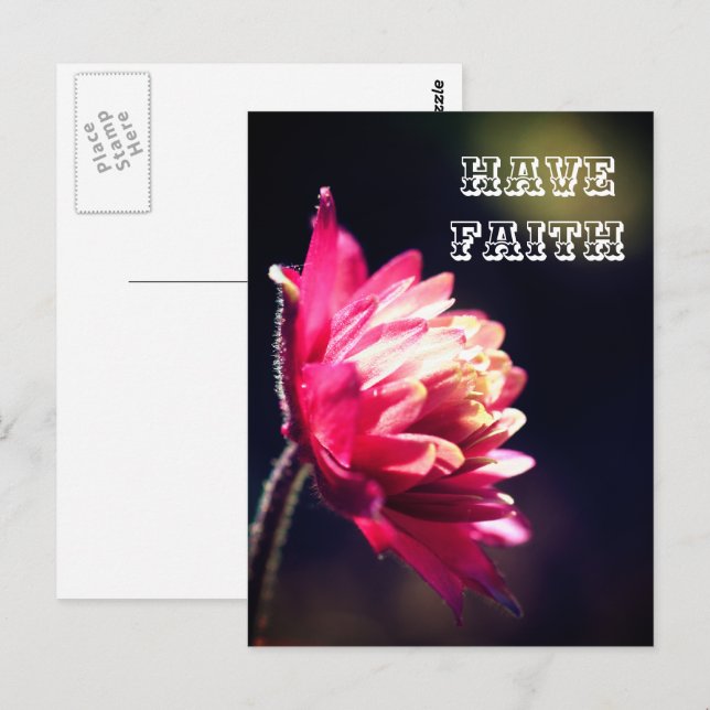 Red Flower Have Faith Inspirational  Postcard (Front/Back)