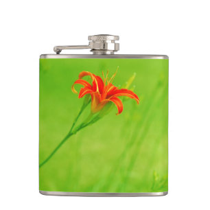 Red Flower Hip Flask