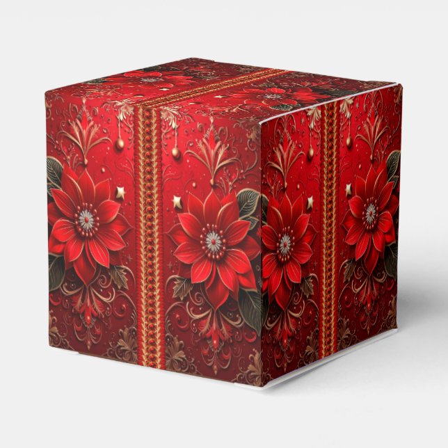 Red Flower Holiday Favor Box (Back Side)
