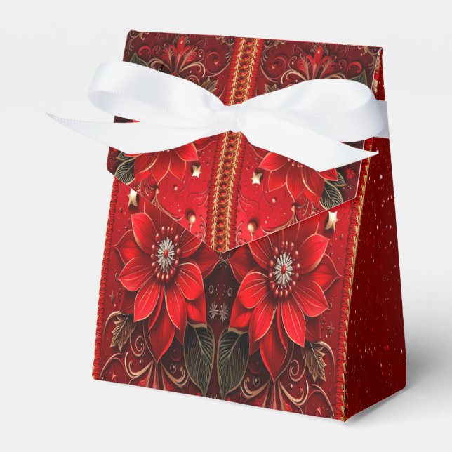 Red Flower Holiday Gift Box (Front Side)