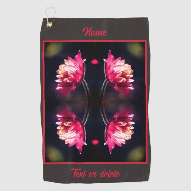 Red Flower In Sunlight Abstract Personalised Golf Towel (Front)