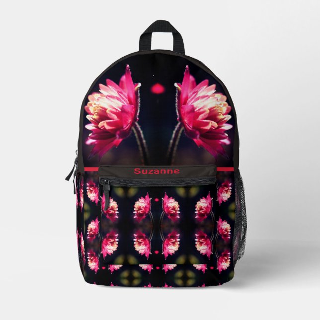 Red Flower In Sunlight Abstract Personalised Printed Backpack (Front)