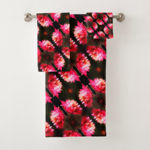 Red Flower In Sunlight Close Up Pattern   Bath Towel Set