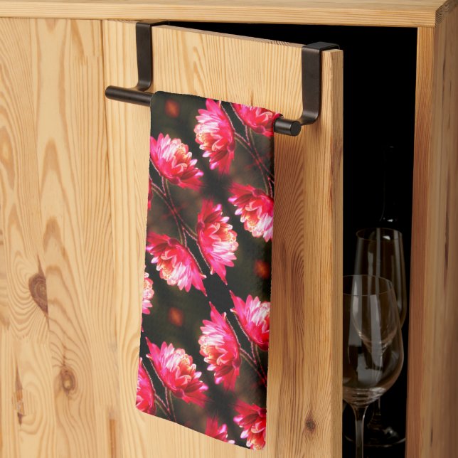 Red Flower In Sunlight Close Up Pattern     Tea Towel (Thirds Fold)