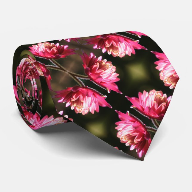 Red Flower In Sunlight Close Up Pattern      Tie (Rolled)