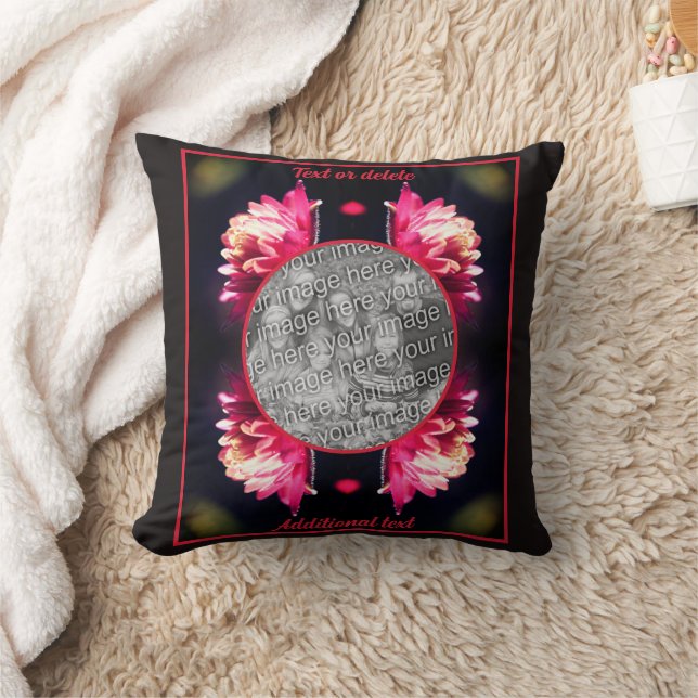 Red Flower In Sunlight Frame Add Your Photo Cushion (Blanket)