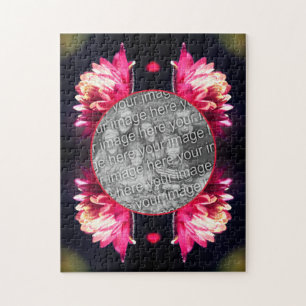 Red Flower In Sunlight Frame Add Your Photo Jigsaw Puzzle