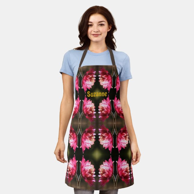 Red Flower In Sunlight Pattern Personalised  Apron (Worn)