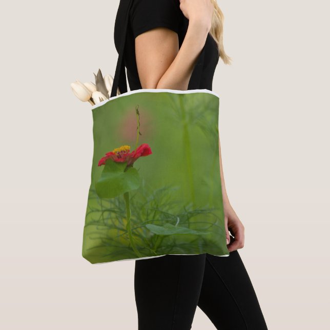 Red Flower in the Field Tote Bag (Close Up)