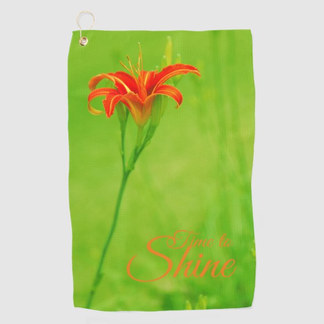 Red Flower  "It's time to shine" Golf Towel (Front)