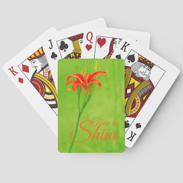 Red Flower  "It's time to shine"  Playing Cards (Back)