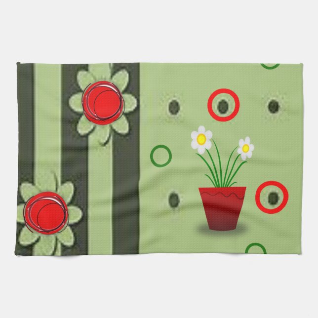 red flower kitchen hand towel (Horizontal)