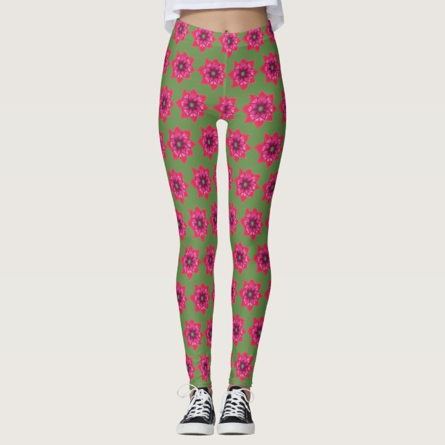 Red flower mandala  leggings (Front)