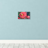 Red Flower Nature Photography Beetle Insect Bug Canvas Print (Insitu(Wood Floor))