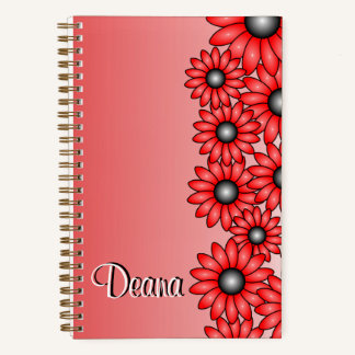  Red Flower Notebook for Office, School